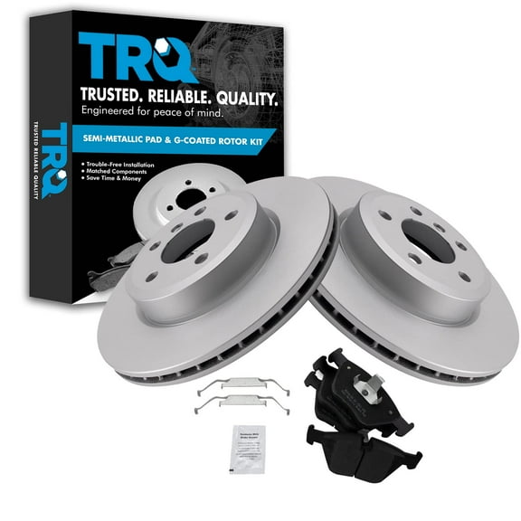 TRQ Front Brake Pad & Rotor Kit Brake Pads Brake Rotor Semi-Metallic Premium G-Coated Fits Select 2004-2010 BMW X3