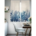 thumbnail image 3 of Summer Coastal Sheer Curtains 72 Inch Length 2 Panels Set, Watercolor Ocean Coral Starfish Conch Beige Voile Window Treatment Curtains Sheers Drapes for Bedroom/Living Room/Kitchen 52"x72"x2, 3 of 7