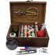 thumbnail image 2 of Cesta de caja de kit de costura, kit de herramientas de reparación de costura para el hogar de mano de madera, accesorios de kit de costura universal para principiantes para mujeres, hombres, adu, 2 of 5