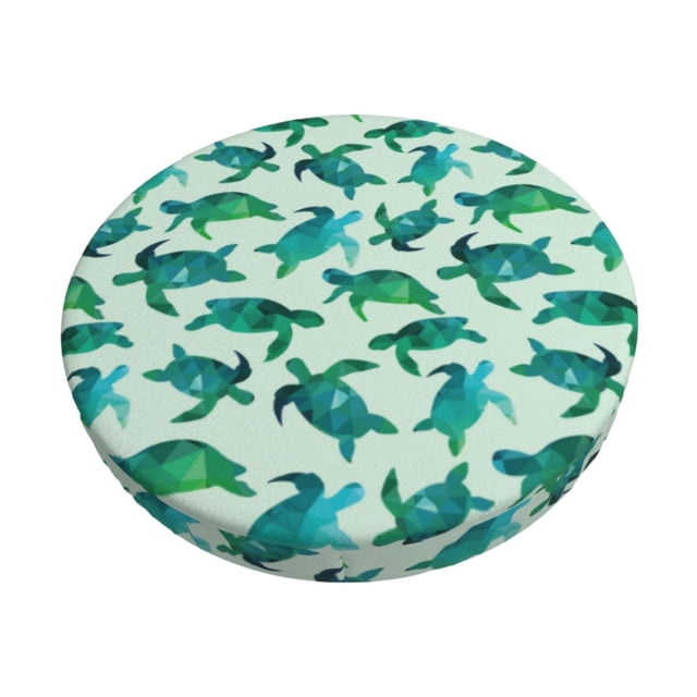 Balery Green Sea Turtle Fundas de asiento para taburete de bar redondo de tela de terciopelo ajustables que protegen de arañazos y manchas para sillas de 14 a 17 pulgadas.-14 inch