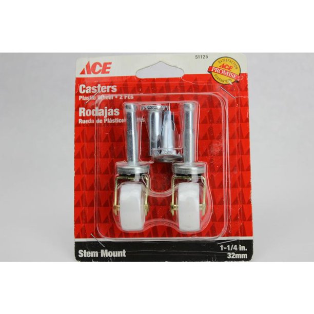 11/4" Plastic Wheel Stem Mount Casters Ace Casters 51125 White Plastic