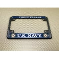 thumbnail image 5 of [Officially Licensed Product] - Motorcycle Domed Custom-Made Personalized Metal License Plate Frame with U.S. Navy Proud Parent & Eagle, Anchor Logo Design - Black, 5 of 7