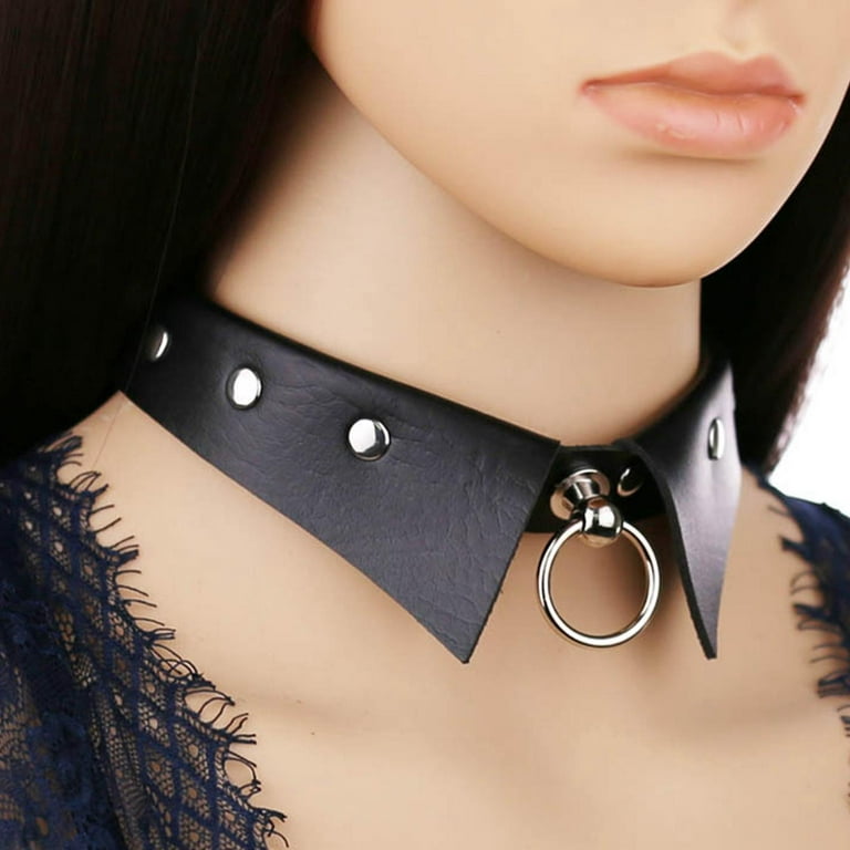 1pc Black Leather Choker Necklace for Women, Punk Goth Chokers Necklace Adjustable Gothic Pendant Choker Gifts, Women's, Size: 47 cm
