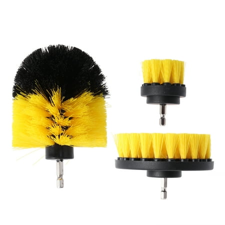 

3pcs Nylon Drill Cleaning Brush Attachments Multifunction Power Scrubber Brush Drill Attachment Kit for Car Tile Grout Flooring Brick Ceramic Marble Bathroom Cleaning (Yellow)