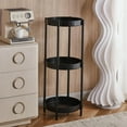 thumbnail image 4 of End Table for Living Room, Small Round Side Table with Shelf, Modern Bedroom Sofa Table, Sturdy Plastic and Iron Frame Nightstand for Next to Chair(Black,C), 4 of 6