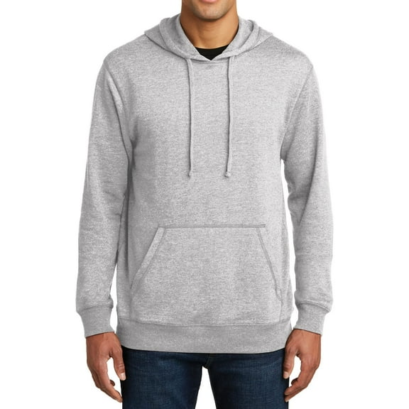 JustBlanks Lightweight Fleece Hoodie Dyed To Match Drawcords, Heathered Grey, 4XL