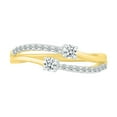 thumbnail image 2 of DGOLD 10kt Yellow Gold Round White Diamond Trendy 2 Stone Ring for Women (3/8 cttw), 2 of 4