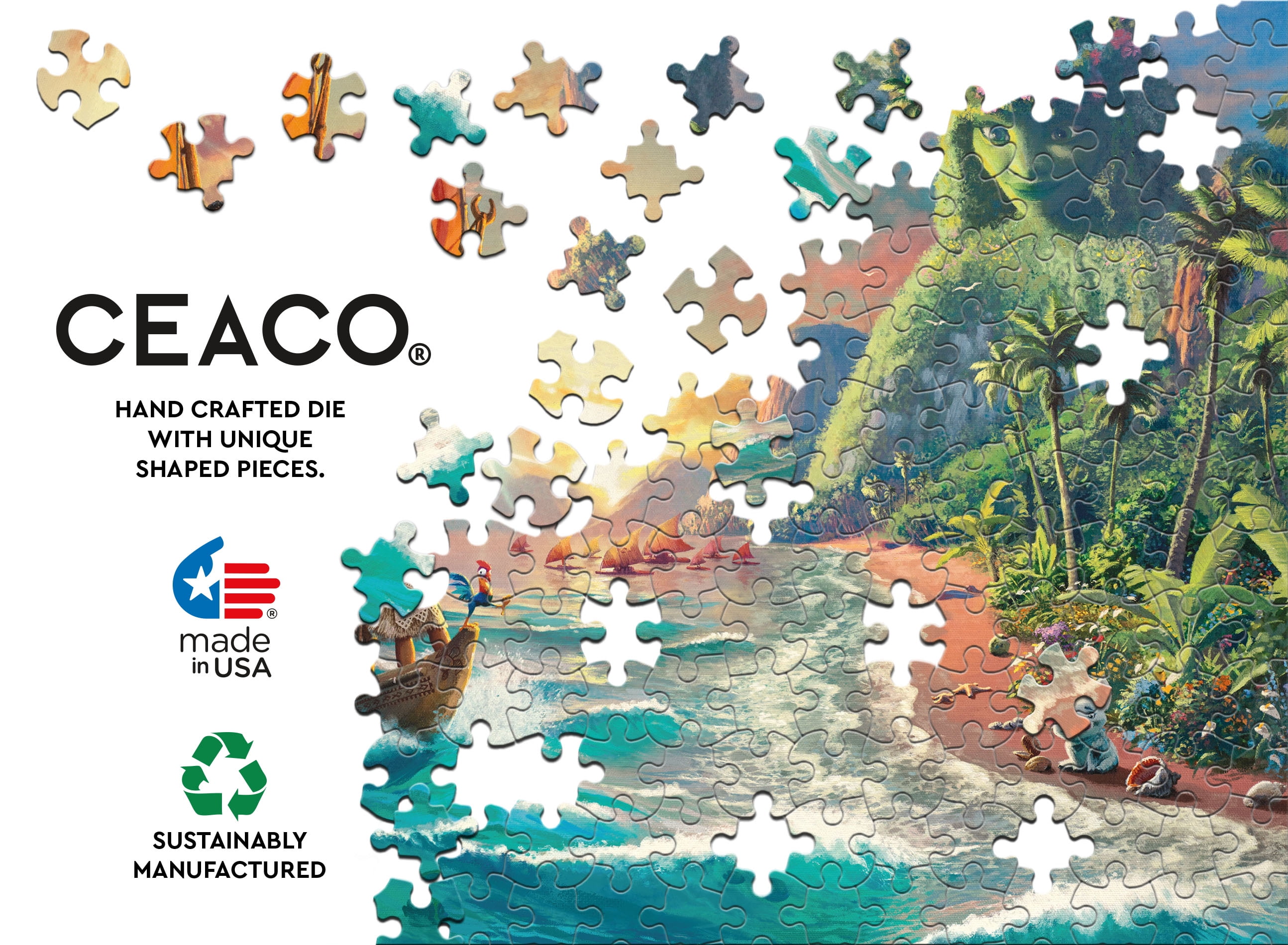 Ceaco 500Piece Foil Thomas Kinkade Disney Moana Interlocking Jigsaw Puzzle