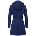 thumbnail image 2 of Gabardina Chrisuno para mujer con doble botonadura y solapa, color azul marino, talla XL, 2 of 7