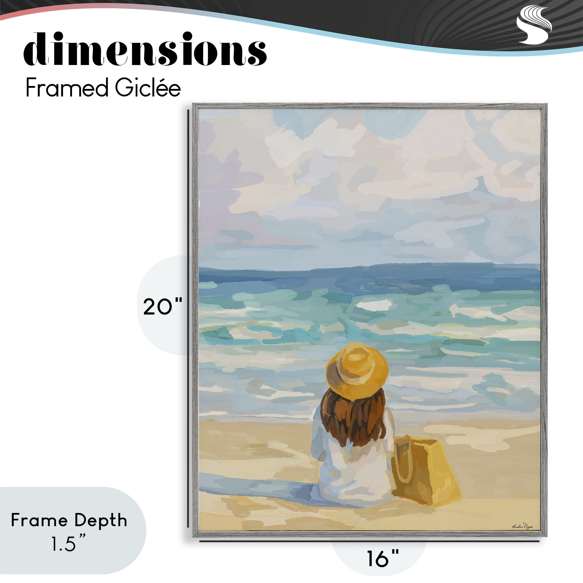 Stupell Industries Peaceful At The Beach Gray Framed Giclee Art, design by Amelia Noyes