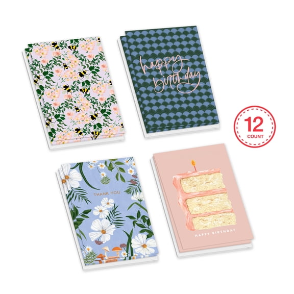 American Greetings Pen and Pillar Premium Assorted Birthday and Thank You Note Cards with Envelopes (12-Count)