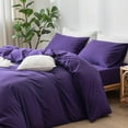 thumbnail image 5 of MooMee Duvet Cover Set 100% Washed Cotton Linen Like Textured Breathable 3 Piece (Parachute Purple, King), 5 of 5