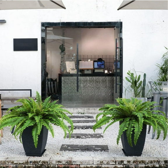 Quaqdae Artificial Ferns for Outdoors & Indoors,Large Faux Ferns Fake Boston Fern Plant for Planter Garden Porch Entrance B