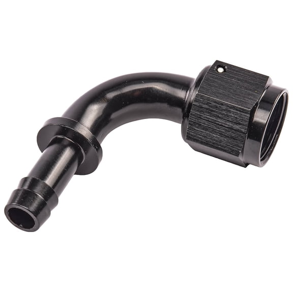 JEGS AN to 90-Degree Hose Barb Adapter Fitting [-8 AN Female to 3/8 in. I.D. Hose, Black]