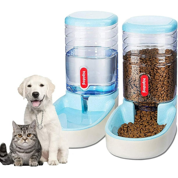 Comedero Automático para Mascotas Pequeñas y Medianas Set de Bebedero y Comedero Automático 3,8l, Comedero de Viaje y Dispensador de Agua para Perros, Gatos, Mascotas, Animales Azul-Azul- Sincero Electrónica