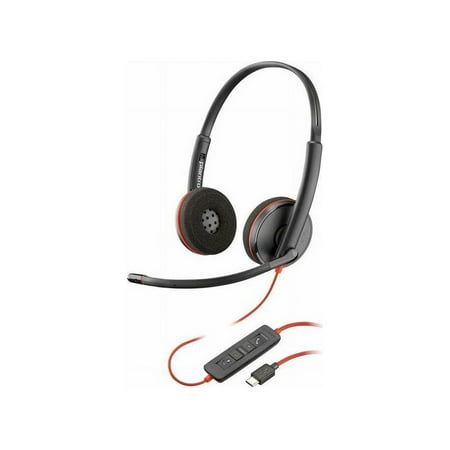 Poly Blackwire C3220 USB-C Headset +Carry Case TAA (Bulk) - Stereo - USB Type C, Mini-phone (3.5mm) - Wired - 32 Ohm - On-ear, Over-the-head - Binaural - Ear-cup - 5.20 ft Cable - Omni-directional ...