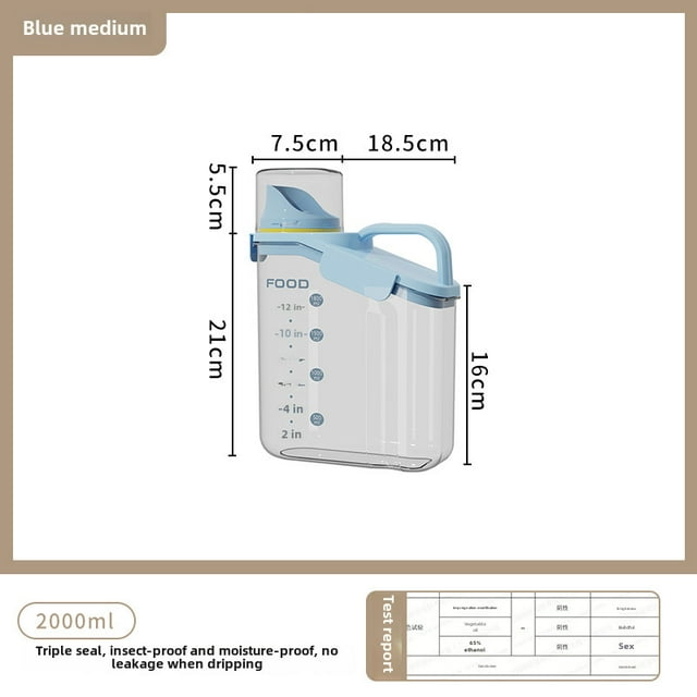2000ml Sky Blue Airtight Food Storage Container with Transparent Design - Modern Minimalist Kitchen Canister for Grains, Rice, and Dry Goods - Moisture-Proof, Insect-Resistant Seal for Freshness