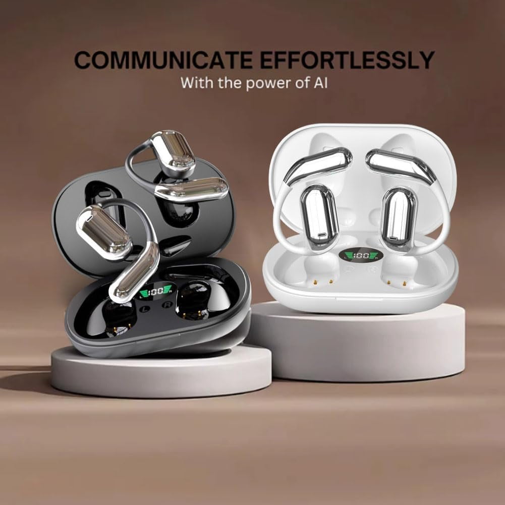 AI Translation Earbuds Real Time – 3-in-1 Translator Earbuds – 164 Languages & Accents – Open Ear Wireless Headphones With Charging Case – IOS & Android – Black-986278