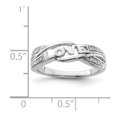 thumbnail image 4 of 925 Sterling Silver Polished Rhodium Plated Diamond Love Ring Size 6 Measures 2mm Wide - Statement Ring for Women, 4 of 5