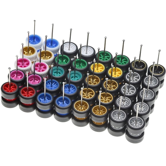 Zylopa 20Set 1/64Wheels 1 64-Wheels-Tires Set Compatible with 64-Alloy-Model-Car 1:64-Scale-Wheels(Mix/Random 20Car)