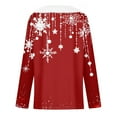 thumbnail image 5 of Qwertyu Christmas Gift Furry Shirts for Women Fashion Xmas Tree Printed Tops Faux Fur Trim Holiday Tops Casual Long Sleeve Sweaters Loose V Neck Blouses Red XL, 5 of 5