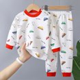 thumbnail image 2 of NOLDARES Little Toddler Boys Pajamas Truck Cotton Long Sleeve 2 Piece Sleepwear Cool Print Soft Pjs for Kids,White,5-6 Y, 2 of 5