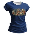 thumbnail image 1 of Camiseta de Manga Corta de la Mujer Casual Suave Transpirable de Poliéster de Impresión con Cuello en V para el Verano Otoño Hogar Uso Diario, 1 of 5
