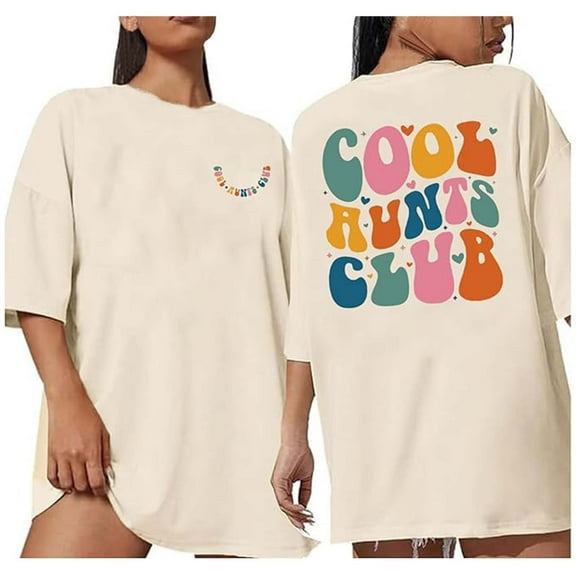 Women Cool Aunts Club T-Shirt Auntie Letter Print Short Sleeve Crew Neck Tees Cute Aunt Gifts Funny Fashion Tops