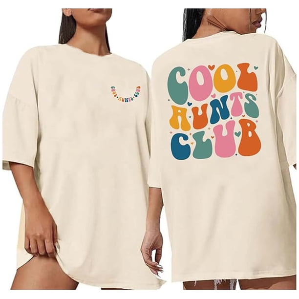 Camiseta de cuello redondo con doble estampado de letras para mujer: prenda informal de manga corta para el verano