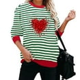 thumbnail image 4 of ICHUANYI Womens Striped Heart Print Oversized Sweatshirt Color Block Crew Neck Long Sleeve Casual Loose Pullover Top Sweatshirts, 4 of 6