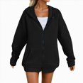 thumbnail image 3 of Towmus Hoodies for Women Casual Long Sleeve Hoodies Sweatshirts Plus Size Zip up Drawstring Loose Fall Winter Coat Jacket with Pocket, 3 of 6