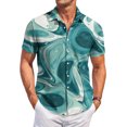 thumbnail image 2 of Dresfit Hawaiian Shirts Mens Button Down Short Sleeve Polo Shirt Spring 2026 Graphic Holiday Aloha Shirt Floral Big and Tall Loose Tropical Mokaloha Shirt Turquoise 4XL, 2 of 8