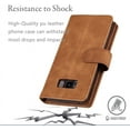 thumbnail image 3 of Wallet Phone Case for Samsung Galaxy S8, Retro Matte 9 Card Slots Holder Zipper Pocket Case PU Leather Magnetic Closure Kickstand with Wrist Strap Shockproof Folio Flip Case - Brown, 3 of 14