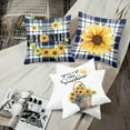 thumbnail image 2 of Set of 4 Throw Pillow Covers Sunflowers You are My Sunshine Blue Buffalo Grid Watercolor Decorative Pillow Cases Home Decor Standard Square 18x18 Inches Pillowcases, 2 of 6