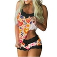 thumbnail image 2 of Puntoco Conjunto de pijama cómodo para mujer, camiseta sin mangas con tirantes de encaje sexy para el día de San Valentín, conjunto de pijama informal con pantalones cortos, 2 of 5