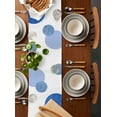 thumbnail image 2 of Boho Middle Century Table Runner Cotton Linen 48 Inch Holiday Dresser Scarves, Abstract Blue Geometric Botanical Tablerunner for Kitchen Coffee Dining Bedroom Dinner Scarf Décor 13''x48'', 2 of 9