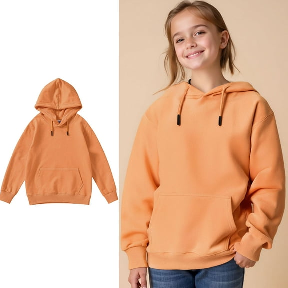 Toddler Hoodie Orange Hoodie Long Sleeve Lightweight Pullover Tops Loose Sweatshirt Warm Fall Winter Clothes Toddler Girl Clothes 2-3 Years