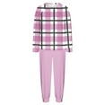 thumbnail image 6 of Plaid Lounge Sets for Women Fleece 2 Piece Jogger Pajama Long Sleeve Pants Loungewear Winter Casual Matching Outfits New Pajamas for Women Set Pinky XXL, 6 of 7