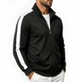 thumbnail image 6 of Men's Stand Collar Full Zip Jacket, Long Sleeve With Kangaroo Pocket, Regular Fit Contrast Sleeve Details, Office Outerwear For Male, 6 of 6