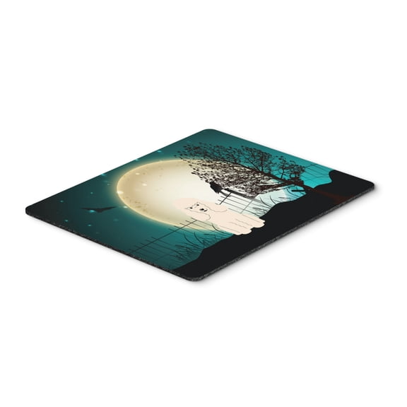 Halloween Scary Poodle White Mouse Pad Hot Pad or Trivet