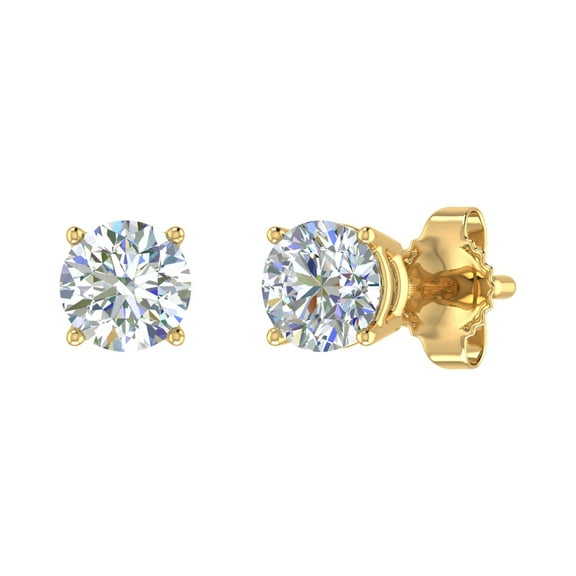 2/3 Carat Diamond 4-Prong Set Stud Earrings in 14K Rose Gold