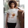 thumbnail image 2 of Thanksgiving Cat Meow Funny Hiding Turkey Women's T-shirt For Women, 2XL, White, 2 of 6