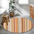 thumbnail image 4 of 4Ft Round Rug, Burnt Orange Striped Non-Skid Rubber Backing Large Area Rugs - Living Room Bedroom Home Office, Farmhouse Orange Ombre Stripes Indoor Floor Mat Carpets Washable Rug, 4 of 9