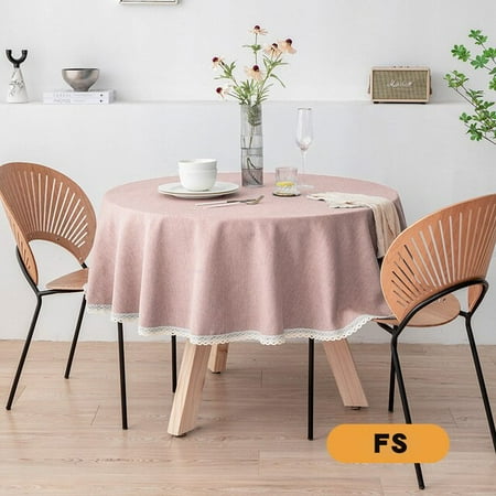 

ASWMXR Large Round Tablecloth Solid Color Cotton And Linen Waterproof and Antifouling Dining Table Table Cloth