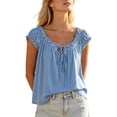 thumbnail image 2 of SwiftWear Women's Ruffle Drawstring Cute Tank Top Crew Neck Sleeveless Cami Casual Loose Fit Beach & Vacation Top​, 2 of 8