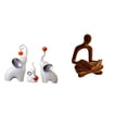 thumbnail image 1 of Esculturas de elefantes, figuras familiares, adornos de cerámica para escritorio, estatua de pensador abstracto, decoración artística moderna, adecuad, 1 of 8