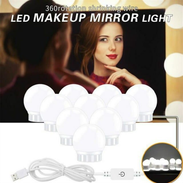 6/10/14 Bulbs Makeup Mirror Light Brightness Adjustable Cosmetic Mirror Lamp USB Charged Vanity Makeup Light ,Widely Use