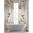 thumbnail image 5 of Spring Floral Sheer Curtains 96 Inch Length 2 Panels Set, Daisy Sunflowers Wisteria Hummingbird Beige Voile Window Treatment Semi Sheer Long Curtains Drapes for Bedroom/Living Room/Kitchen 52"x96"x2, 5 of 7