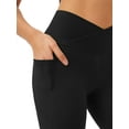 thumbnail image 5 of ValueVibe Womens Flare Yoga Pants with Pockets V Cross Waist Bootcut Pants Tummy Control Workout Leggings, Black L, 5 of 7