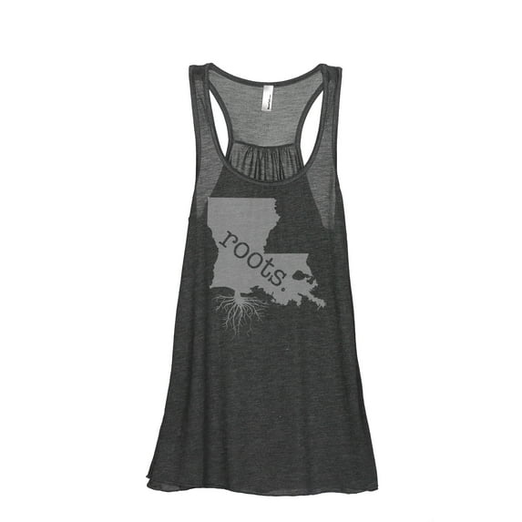 Thread Tank Home Roots State Louisiana LA Women's Sleeveless Flowy Racerback Tank Top Charcoal Small